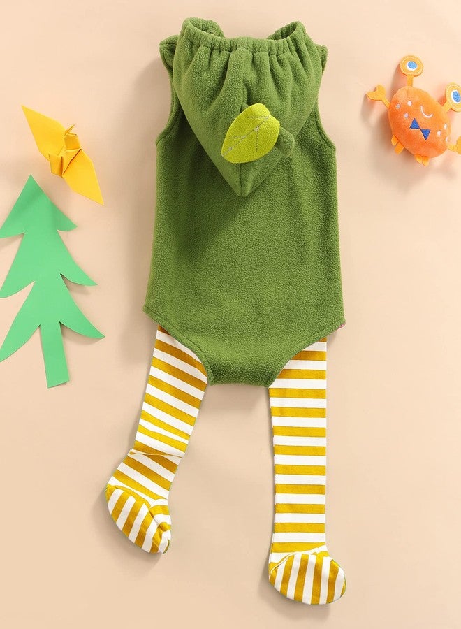 Gureui Newborn Baby Girl Boy Halloween Costumes Animal Fruit Hooded Romper Onesie Toddler Infant Zipper Outfit (B Green Avocado, 12-18 Months) - Image 3